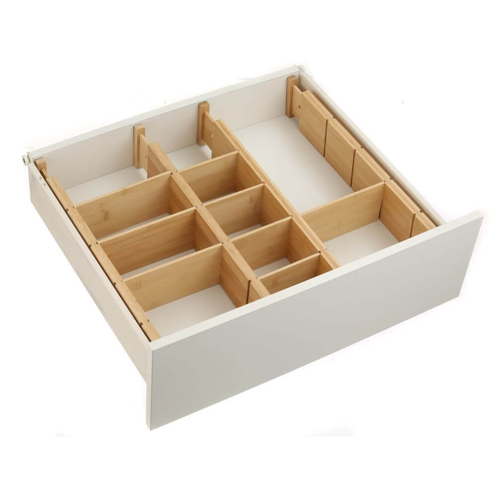 12 Piece Adjustable Bamboo Drawer Divider - KITCHEN - Cutlery Trays - Soko and Co