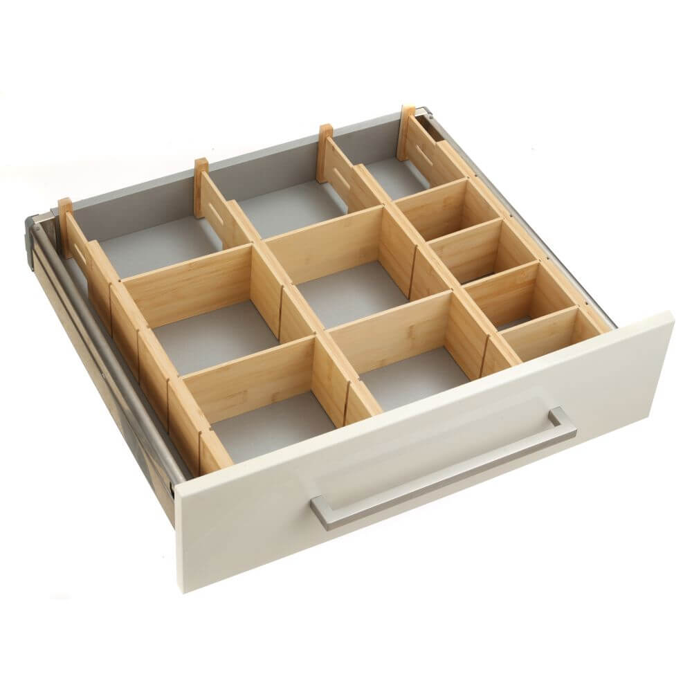 12 Piece Adjustable Bamboo Drawer Divider - KITCHEN - Cutlery Trays - Soko and Co