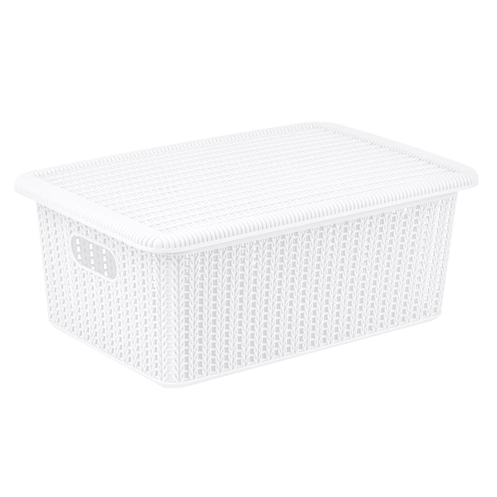 12L Knitted Storage Box White - HOME STORAGE - Plastic Boxes - Soko and Co