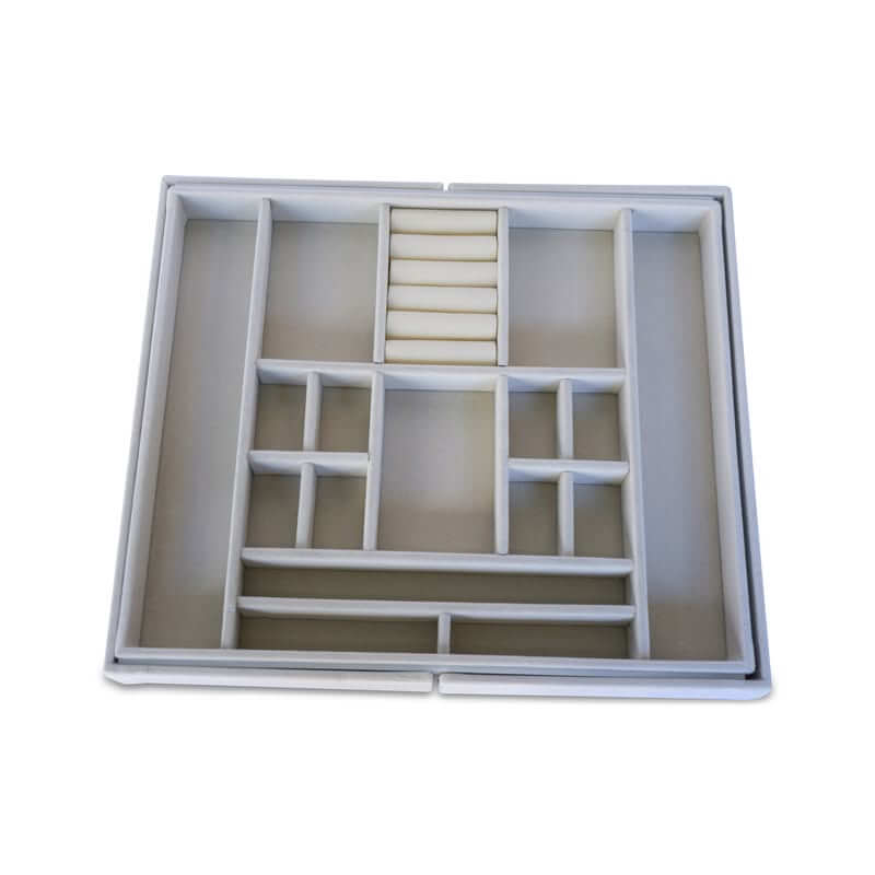 15 Compartment Velvet Jewellery Tray White - WARDROBE - Jewellery Storage - Soko and Co