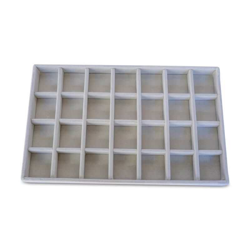 28 Compartment Velvet Earring Jewellery Tray White - WARDROBE - Jewellery Storage - Soko and Co