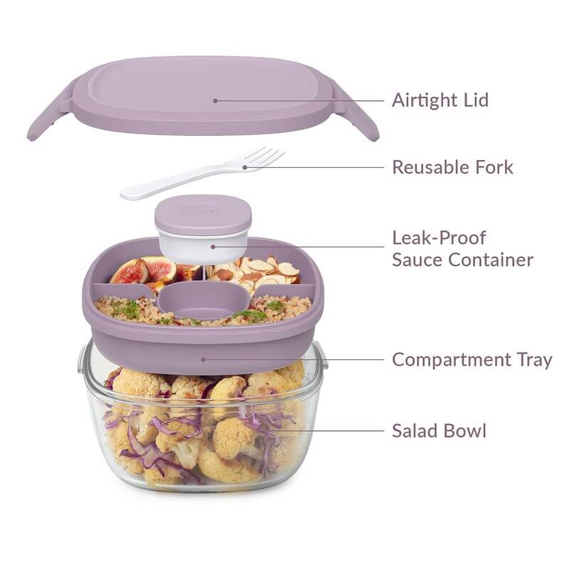 3 Compartment Lunch Box Lavender - LIFESTYLE - Lunch - Soko and Co