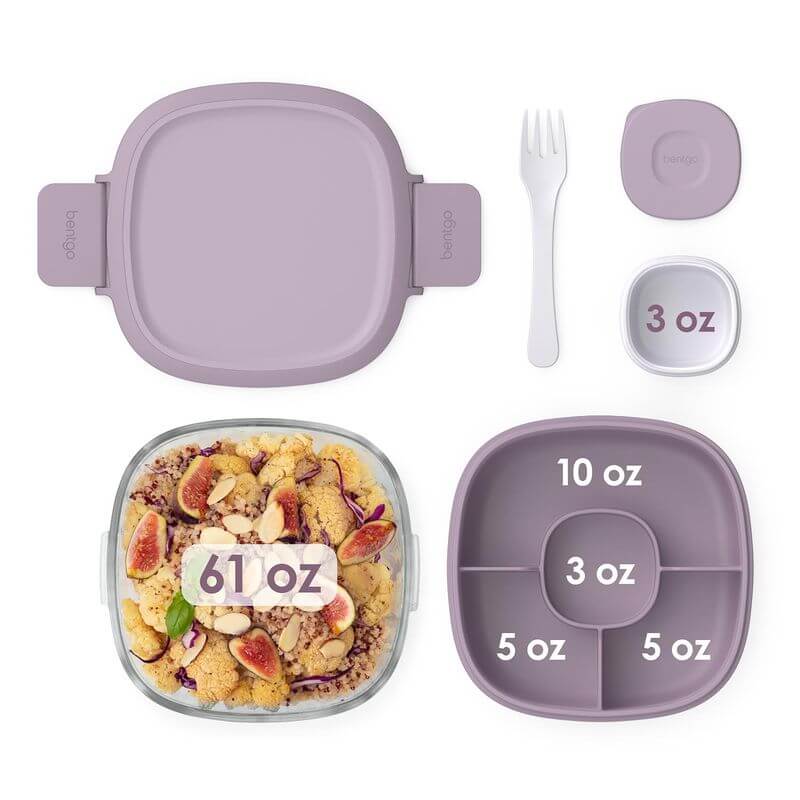 3 Compartment Lunch Box Lavender - LIFESTYLE - Lunch - Soko and Co