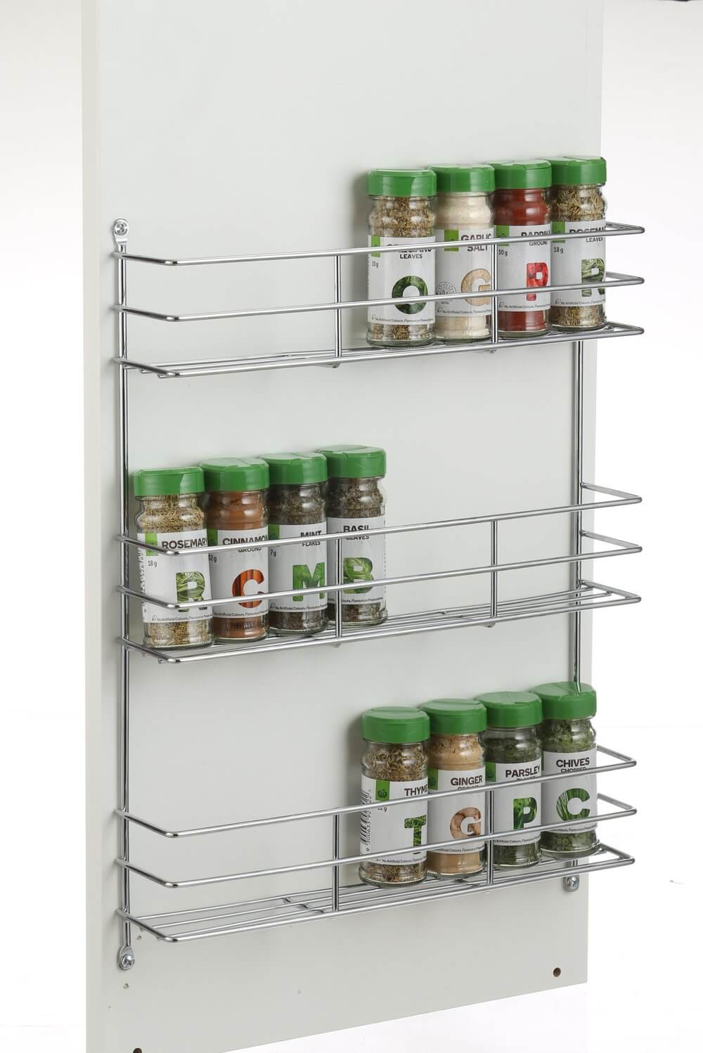 3 Tier Wall Mounted Spice Rack Chrome - KITCHEN - Spice Racks - Soko and Co