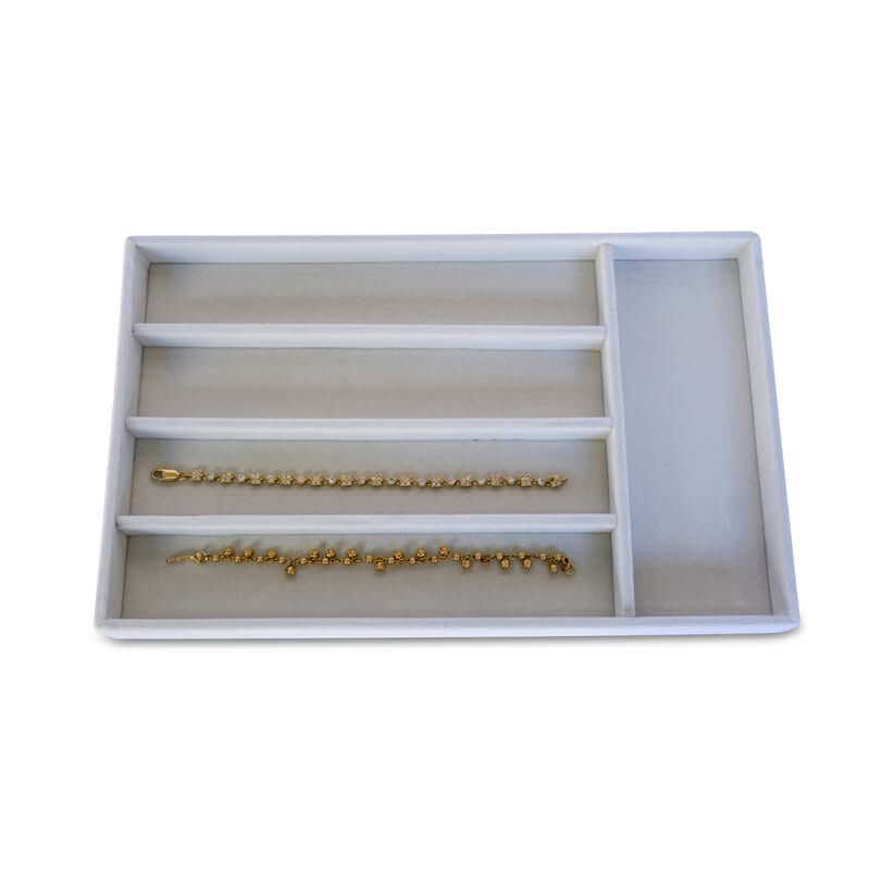 5 Compartment Velvet Jewellery White - WARDROBE - Jewellery Storage - Soko and Co