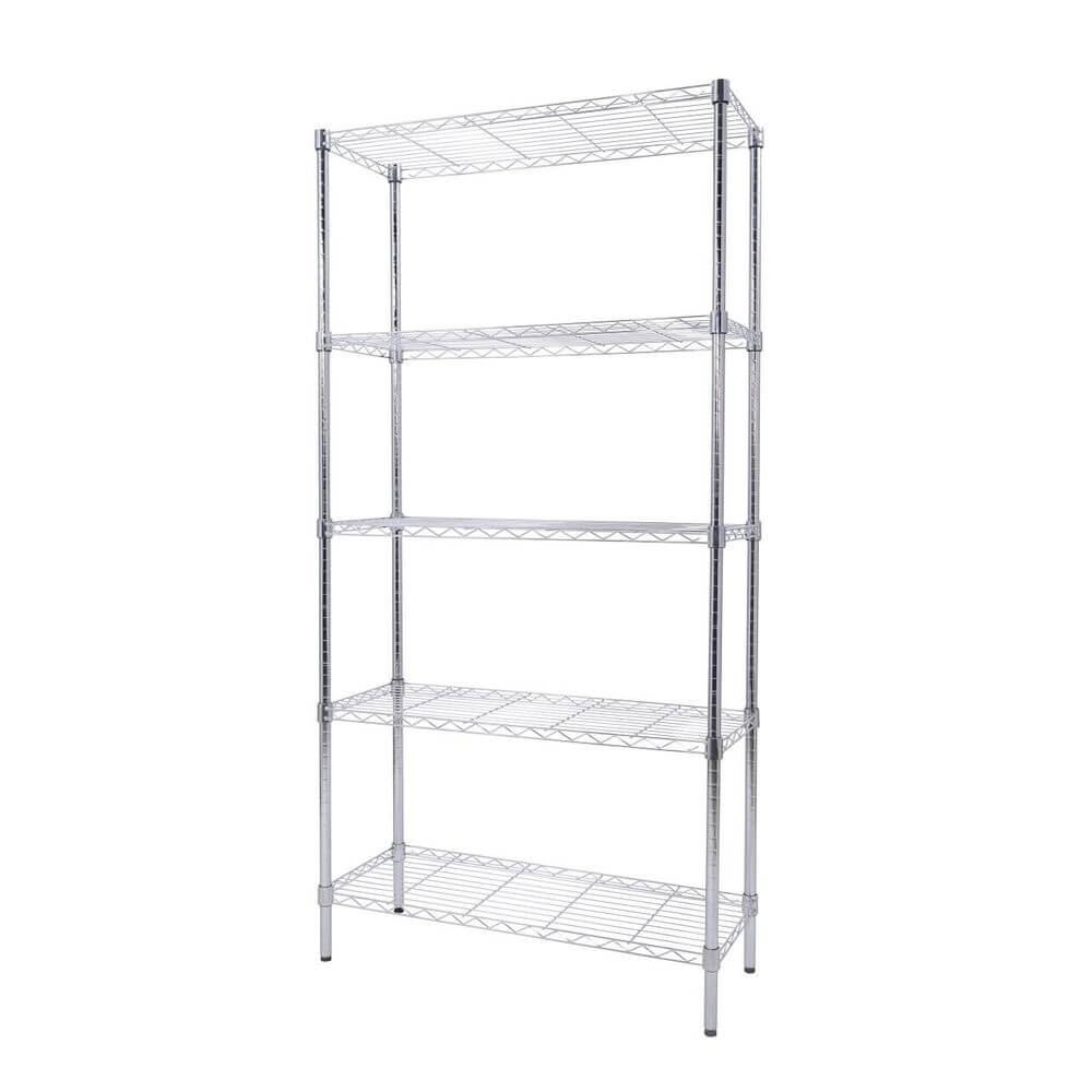 5 Tier Adjustable Heavy Duty Shelving Unit Chrome - HOME STORAGE - Shelves and Cabinets - Soko and Co