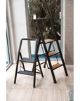 Alu Design 3 Step Aluminium Step Ladder Black & Bamboo - LAUNDRY - Ladders - Soko and Co