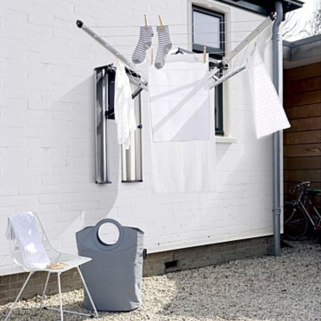 Brabantia Wallfix Wall Mounted Clothes Airer & Steel Storage Box - LAUNDRY - Airers - Soko and Co