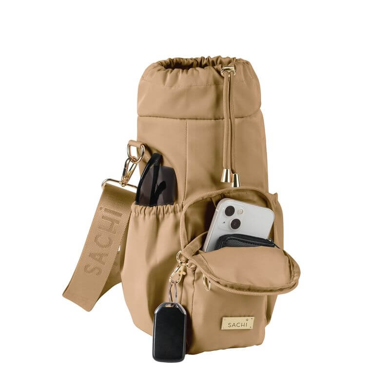 Crossbody Insulated Water Bottle Carrier Bag Latte - LIFESTYLE - Travel and Outdoors - Soko and Co