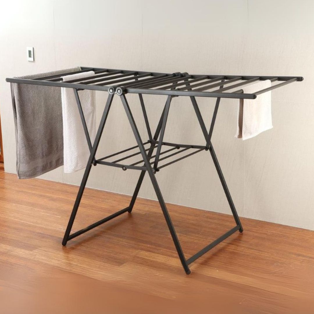 Deluxe Aluminium A-Frame Clothes Airer Matte Black - LAUNDRY - Airers - Soko and Co