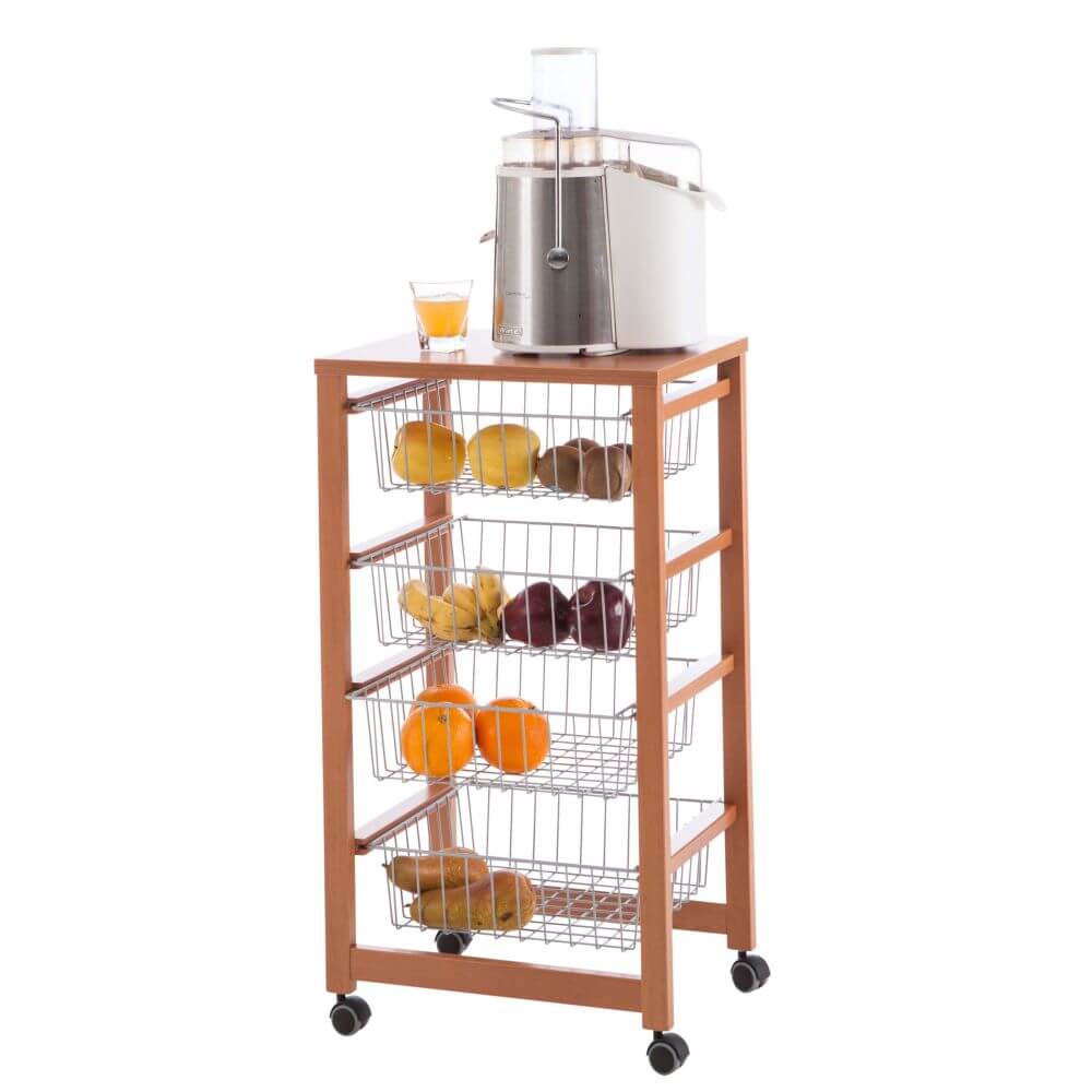 Gingerone Kitchen Trolley Cherry Wood - HOME STORAGE - Storage Trolleys - Soko and Co