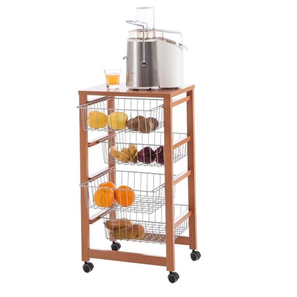 Gingerone Kitchen Trolley Cherry Wood - HOME STORAGE - Storage Trolleys - Soko and Co