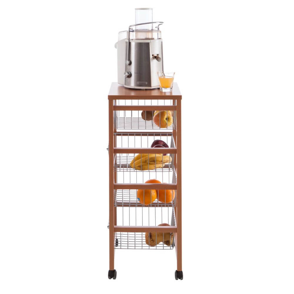 Gingerone Kitchen Trolley Cherry Wood - HOME STORAGE - Storage Trolleys - Soko and Co