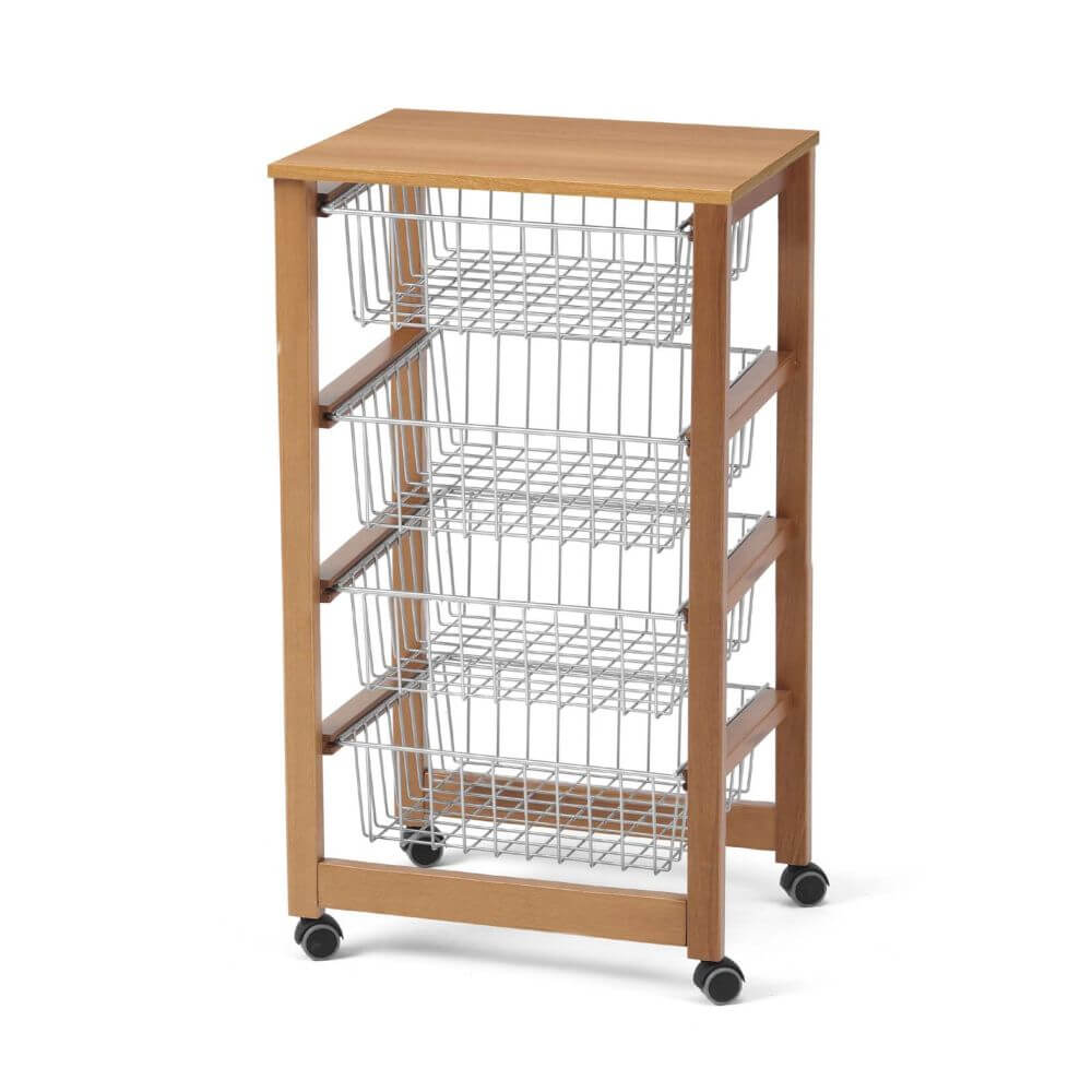 Gingerone Kitchen Trolley Cherry Wood - HOME STORAGE - Storage Trolleys - Soko and Co