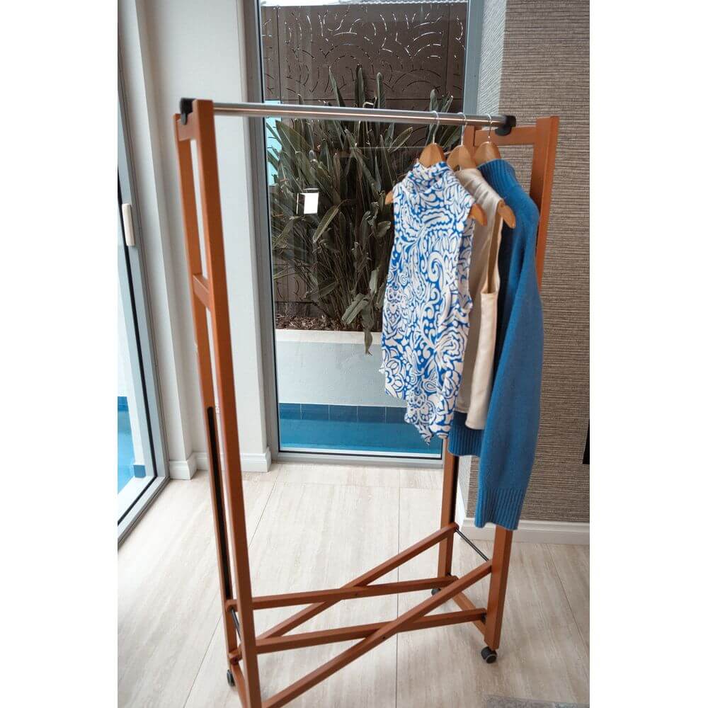 Giulius Garment Rack Cherry Wood - WARDROBE - Garment Racks - Soko and Co