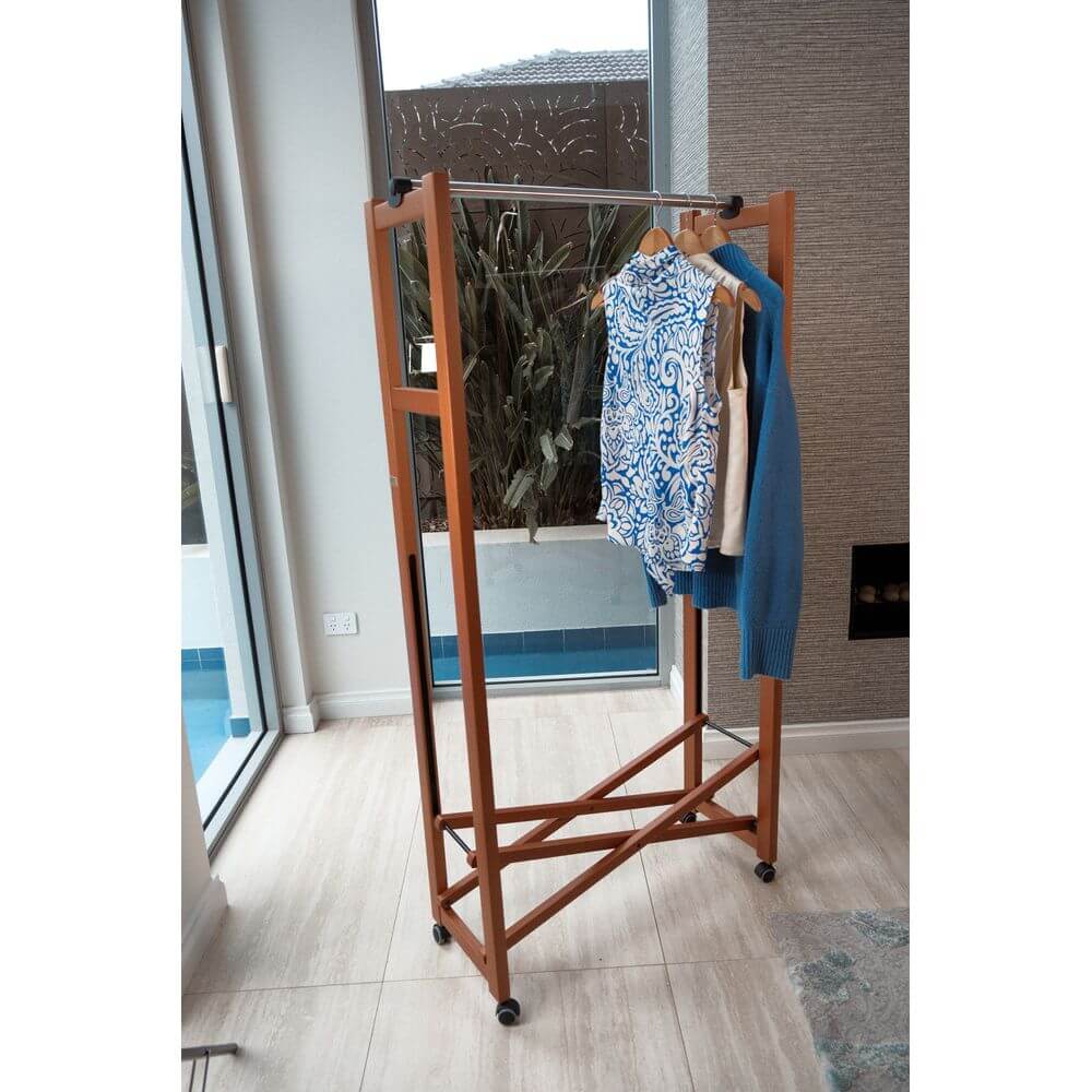 Giulius Garment Rack Cherry Wood - WARDROBE - Garment Racks - Soko and Co