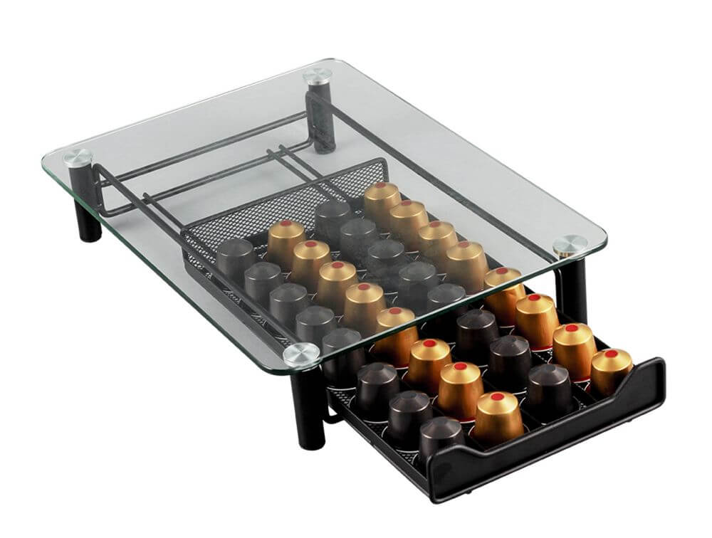 Glass Coffee Pod Drawer Black - KITCHEN - Bench - Soko and Co