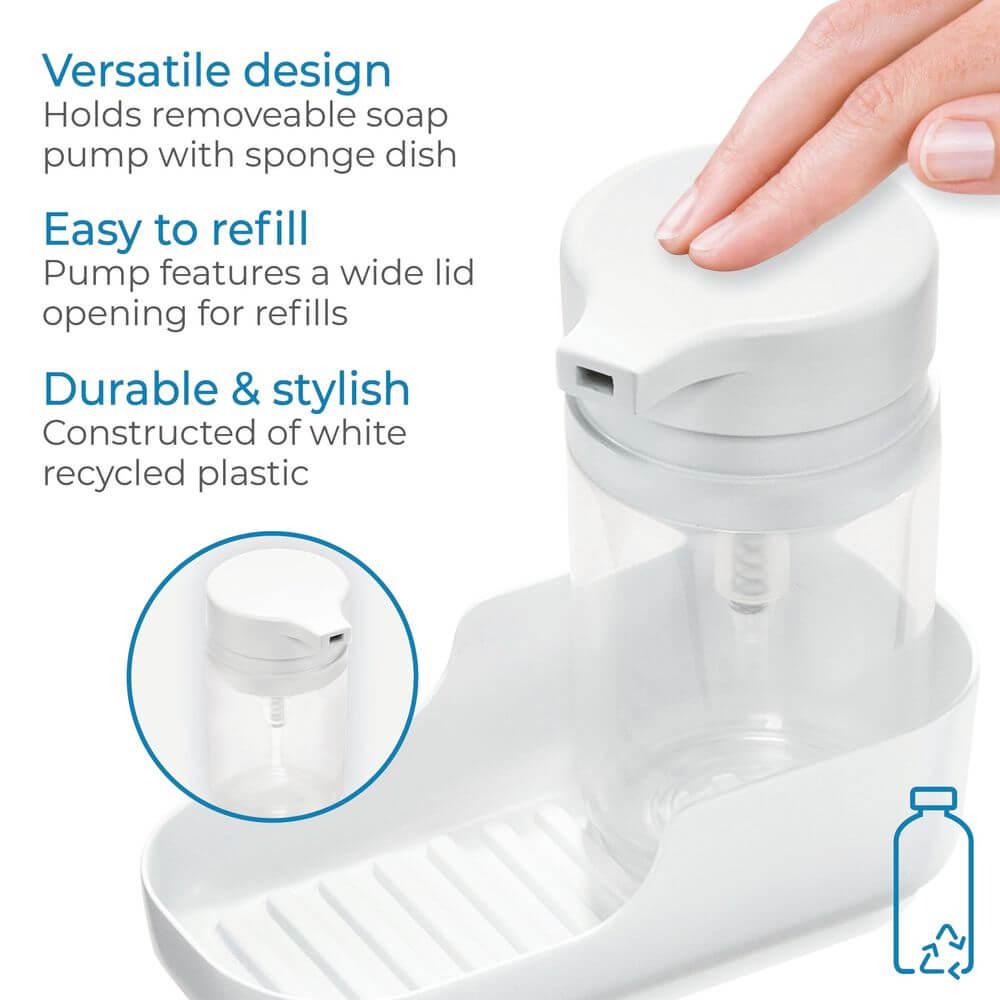 iDesign Dish Soap Pump and Drip Tray White - KITCHEN - Sink - Soko and Co