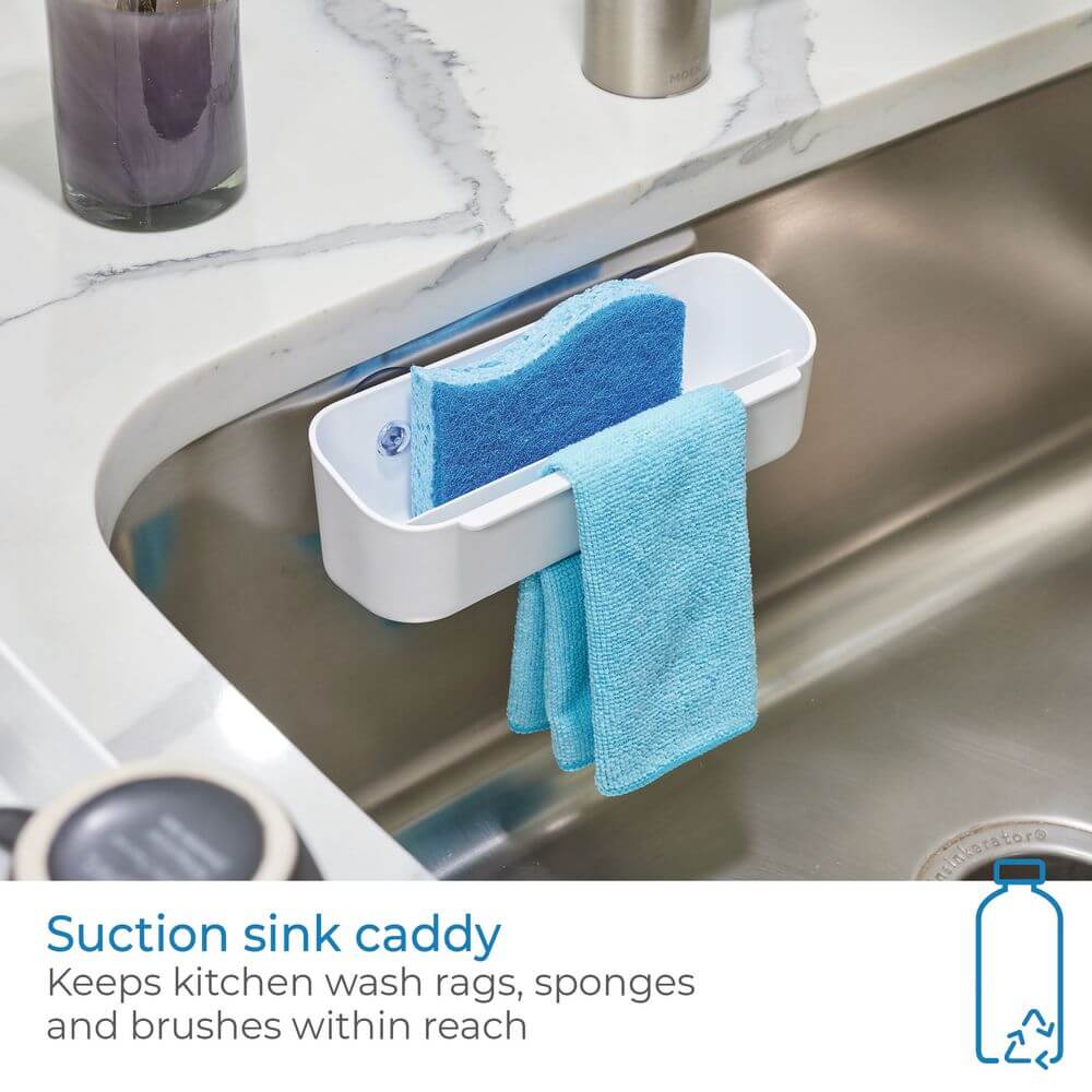 iDesign Suction Sink Caddy with Cloth Holder White - KITCHEN - Sink - Soko and Co