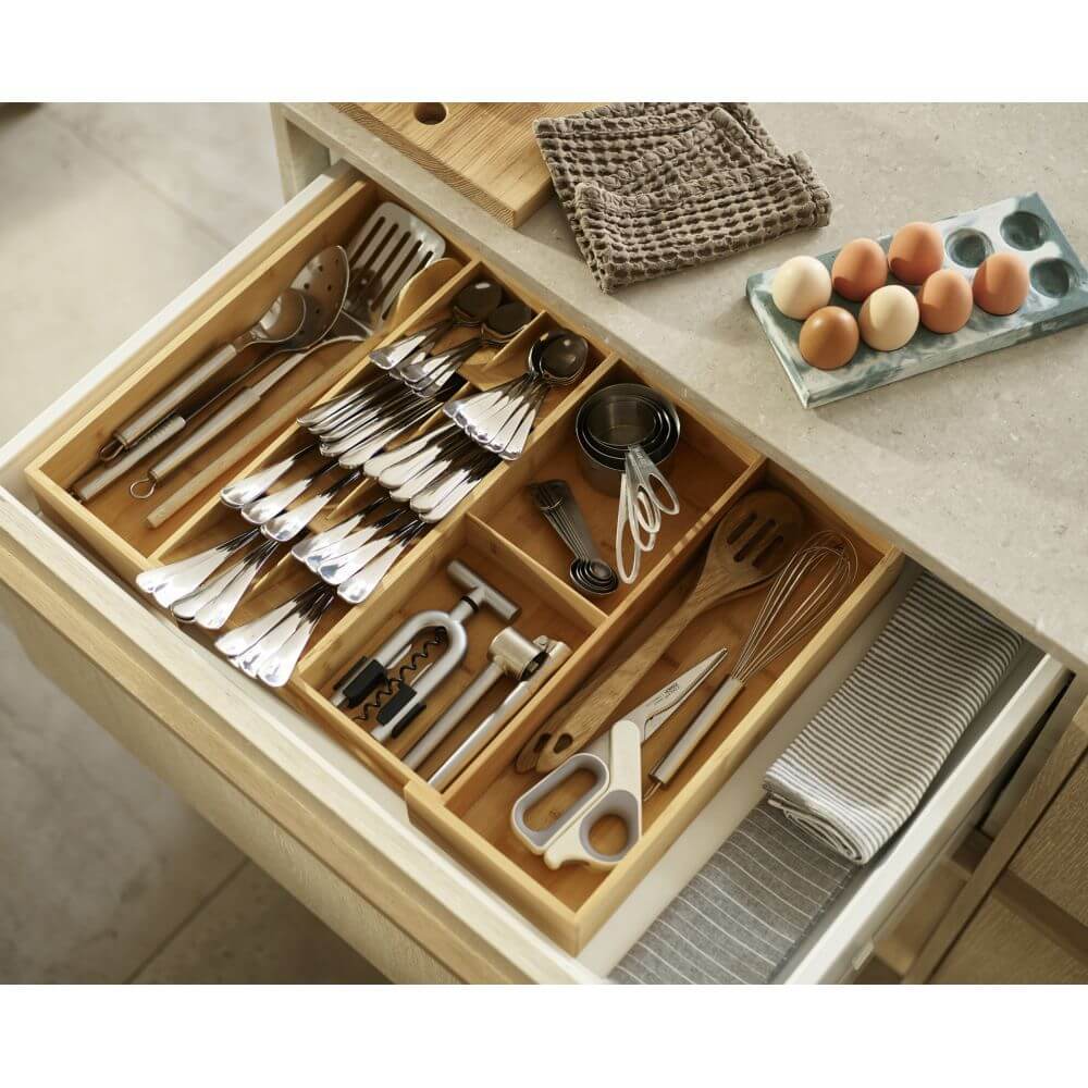 Joseph Joseph Expandable Bamboo Cutlery and Utensil Organiser - KITCHEN - Cutlery Trays - Soko and Co