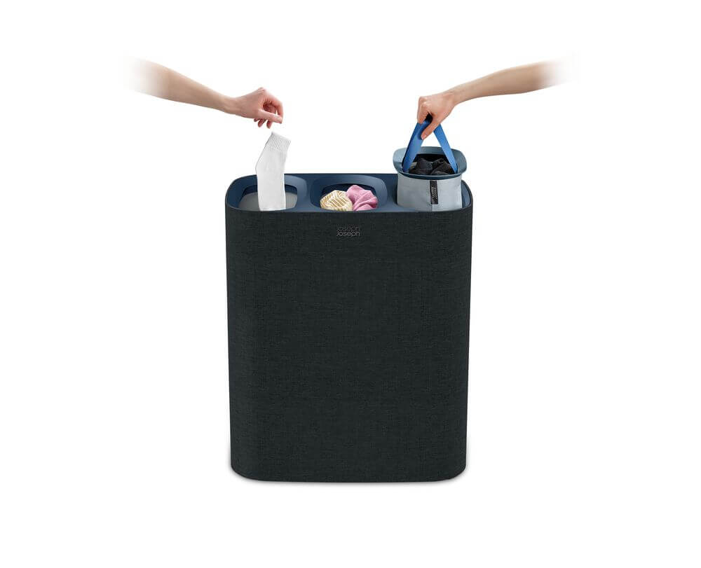 Joseph Joseph Tota Trio 90L Triple Laundry Hamper Carbon Black - LAUNDRY - Hampers - Soko and Co