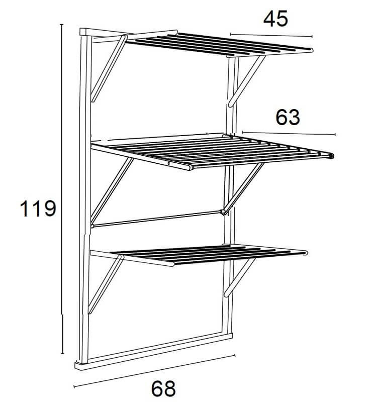 Karim 3 Tier Wall Mounted Clothes Airer Cherry Wood - LAUNDRY - Airers - Soko and Co