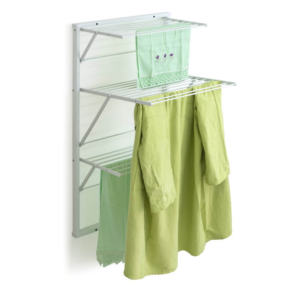 Karim 3 Tier Wall Mounted Clothes Airer White - LAUNDRY - Airers - Soko and Co