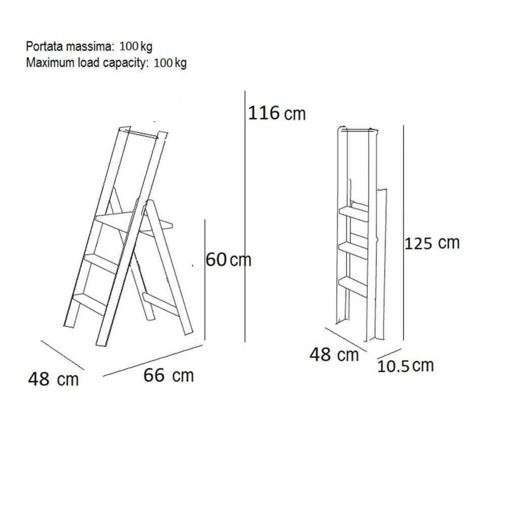 Kimora 3 Step Ladder Cherry Wood - LAUNDRY - Ladders - Soko and Co