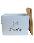 Laundry Powder Tin With Bamboo Lid White - LAUNDRY - Accessories - Soko and Co