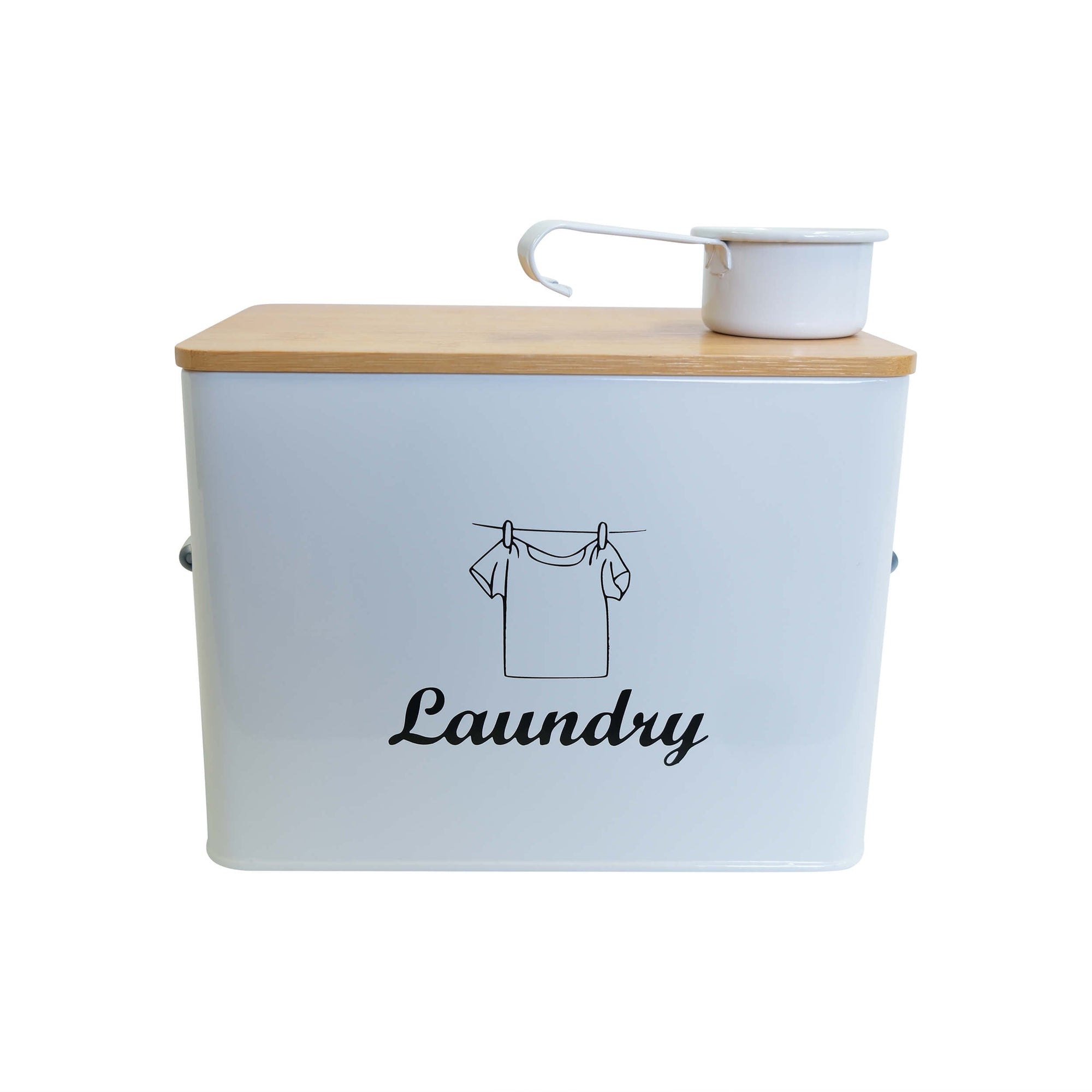 Laundry Powder Tin With Bamboo Lid White - LAUNDRY - Accessories - Soko and Co