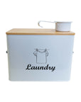 Laundry Powder Tin With Bamboo Lid White - LAUNDRY - Accessories - Soko and Co