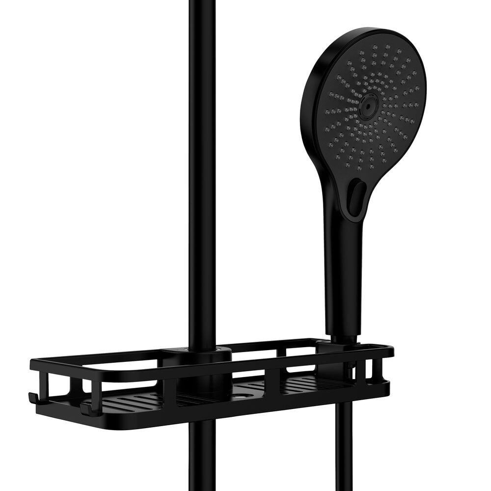 Liberta Shower Shelf for Shower Rod Matte Black - BATHROOM - Shower Caddies - Soko and Co