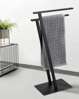 Lirio 2 Rail Freestanding Towel Rack Black - BATHROOM - Towel Racks - Soko and Co