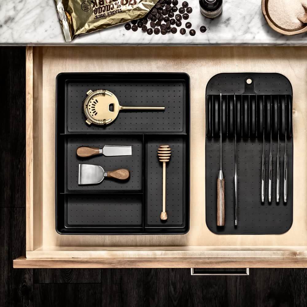 Madesmart Grip Base Junk Drawer Organiser Carbon - KITCHEN - Cutlery Trays - Soko and Co