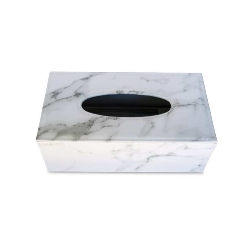 Marble Leather Tissue Box White - HOME STORAGE - Tissue Boxes - Soko and Co