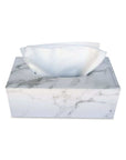 Marble Leather Tissue Box White - HOME STORAGE - Tissue Boxes - Soko and Co