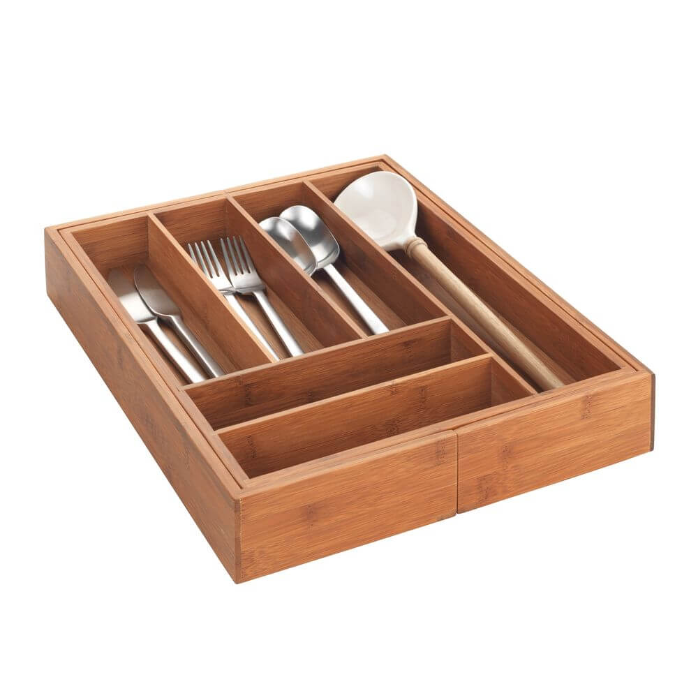 Mera 8 Compartment Expandable Cutlery Tray Bamboo - KITCHEN - Cutlery Trays - Soko and Co