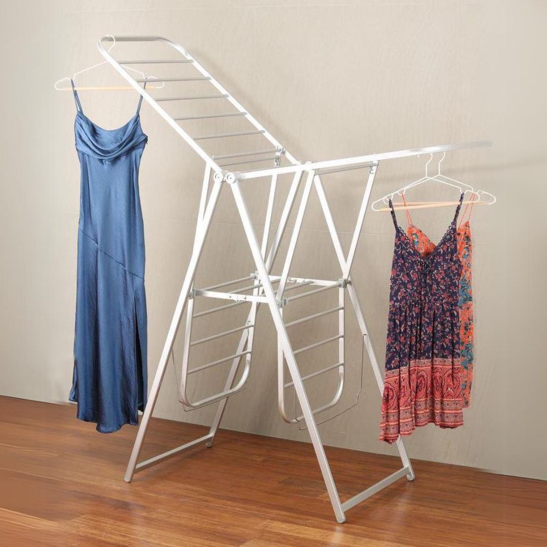 Premium 2 Tier Aluminium A-Frame Clothes Airer Silver - LAUNDRY - Airers - Soko and Co