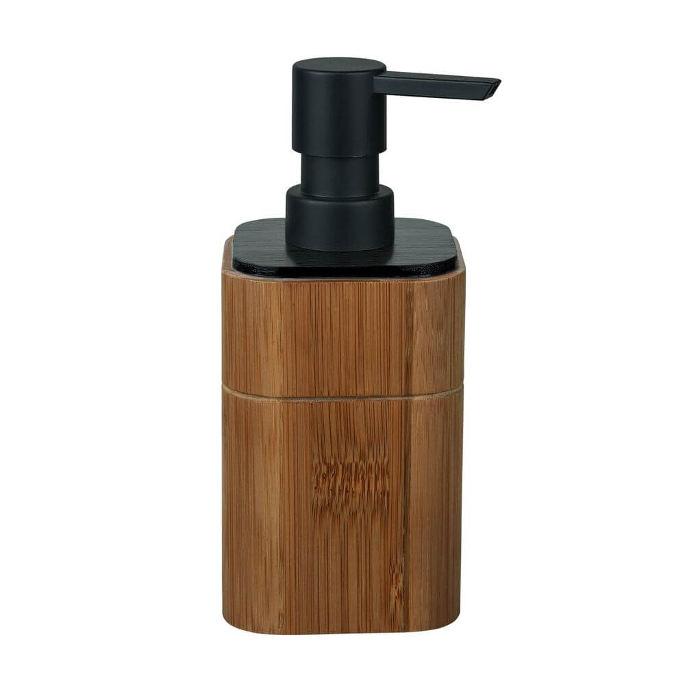 Serro Soap Dispenser Bamboo and Black - BATHROOM - Soap Dispensers and Trays - Soko and Co