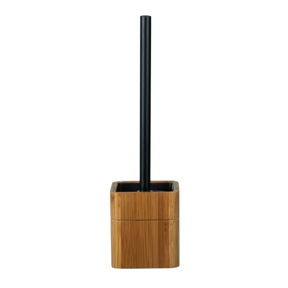 Serro Toilet Brush Holder Bamboo and Black - BATHROOM - Toilet Brushes - Soko and Co