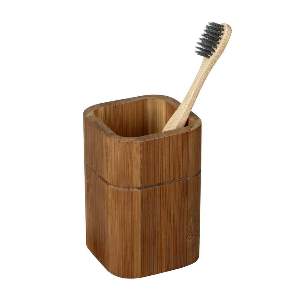 Serro Toothbrush Holder Bamboo and Black - BATHROOM - Toothbrush Holders - Soko and Co