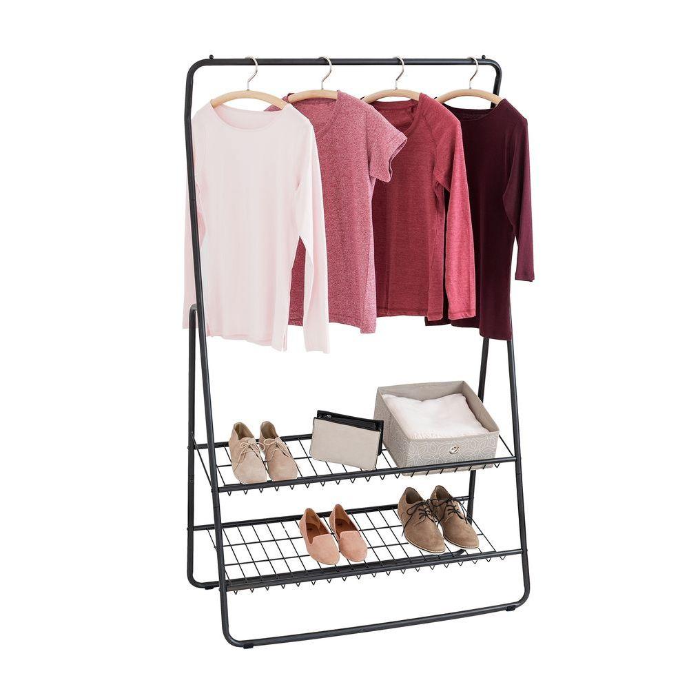 Shiva Deluxe 2 Shelf Clothes Rack Matte Black - WARDROBE - Garment Racks - Soko and Co