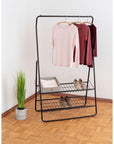 Shiva Deluxe 2 Shelf Clothes Rack Matte Black - WARDROBE - Garment Racks - Soko and Co