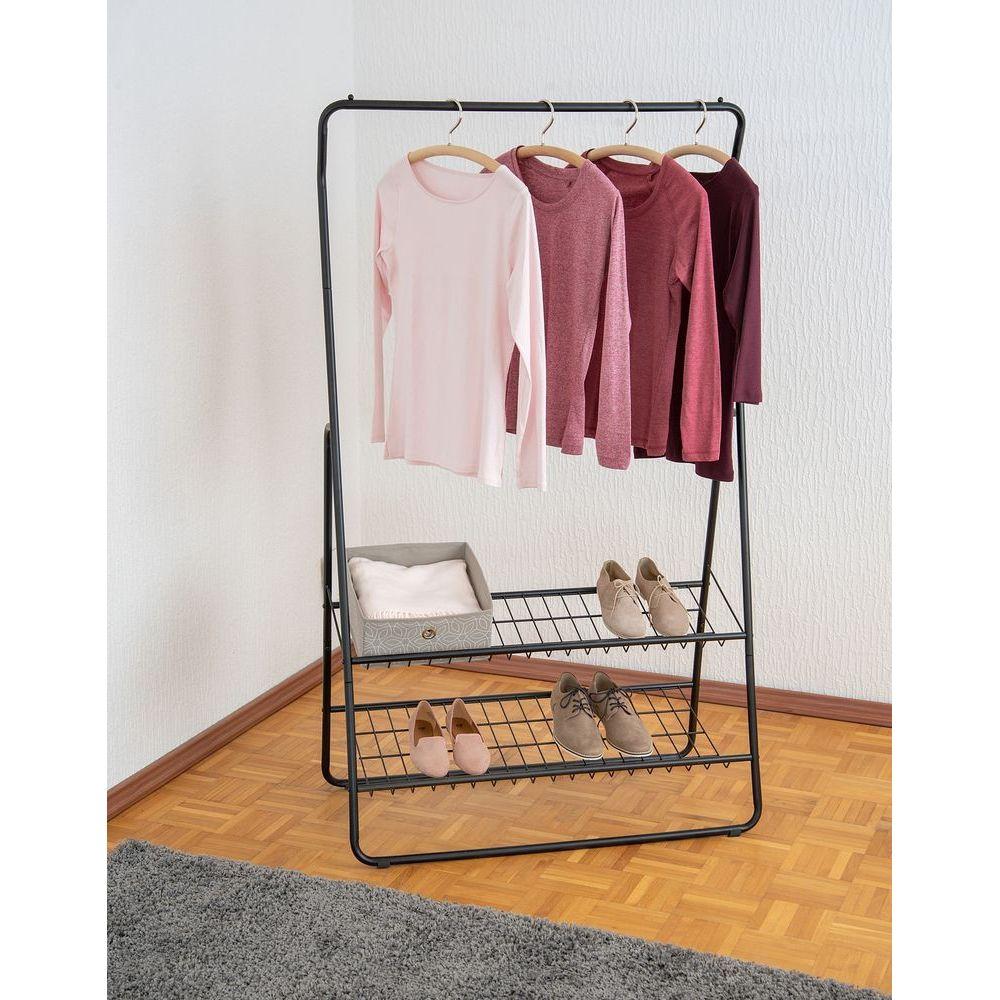 Shiva Deluxe 2 Shelf Clothes Rack Matte Black - WARDROBE - Garment Racks - Soko and Co