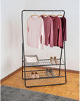 Shiva Deluxe 2 Shelf Clothes Rack Matte Black - WARDROBE - Garment Racks - Soko and Co