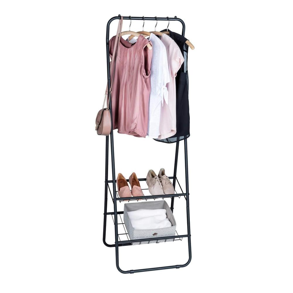 Shiva Mini 2 Shelf Clothes Rack Matte Black - WARDROBE - Garment Racks - Soko and Co