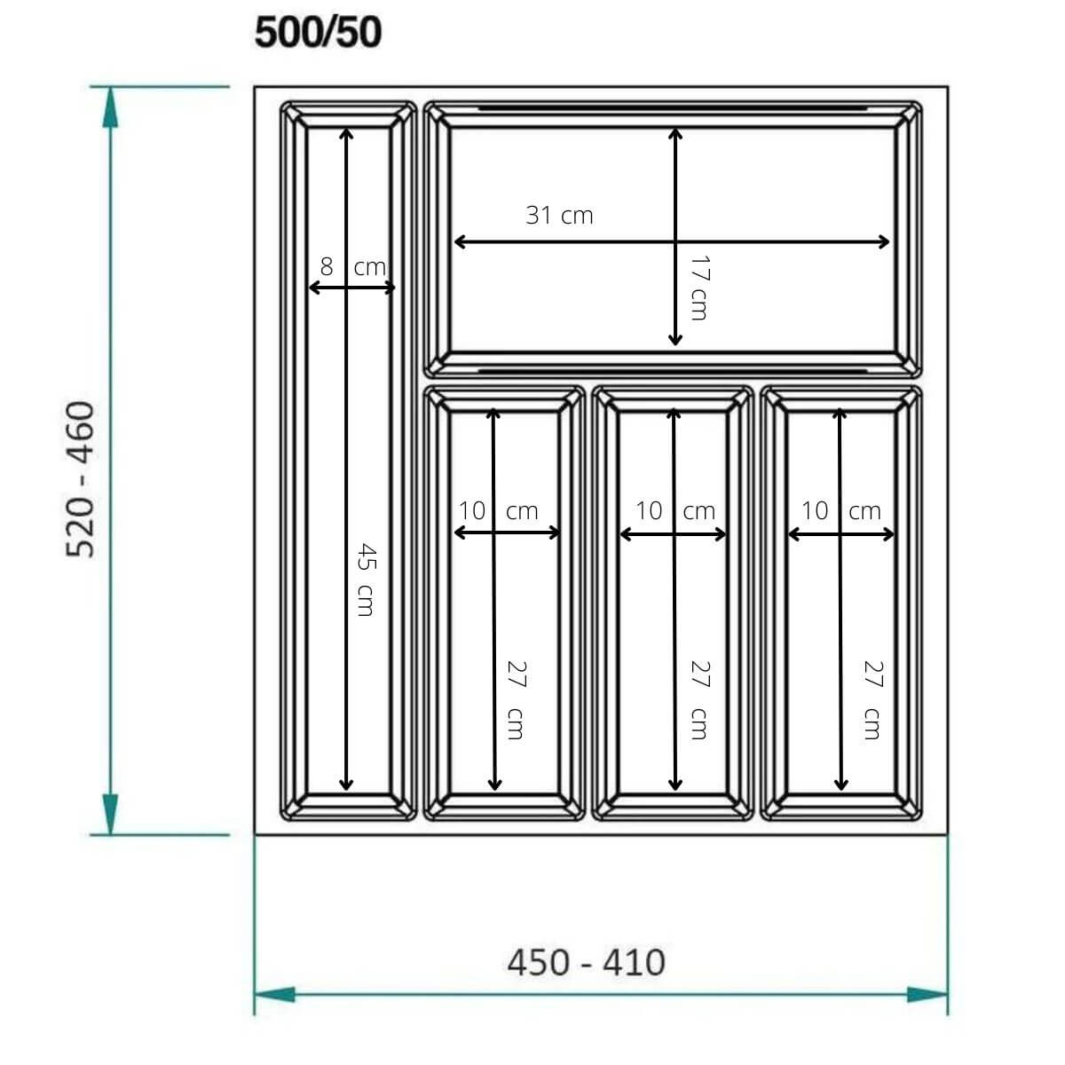 Sky 5 Compartment Custom Fit Cutlery Tray Grey - KITCHEN - Cutlery Trays - Soko and Co