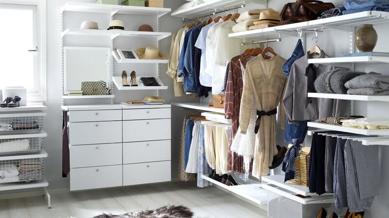 Elfa Wardrobe Storage in White Decor timber