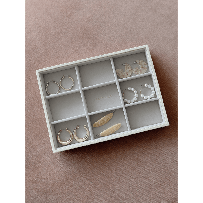 Stackers Classic 9 Section Earring Layer Oatmeal Linen - WARDROBE - Jewellery Storage - Soko and Co