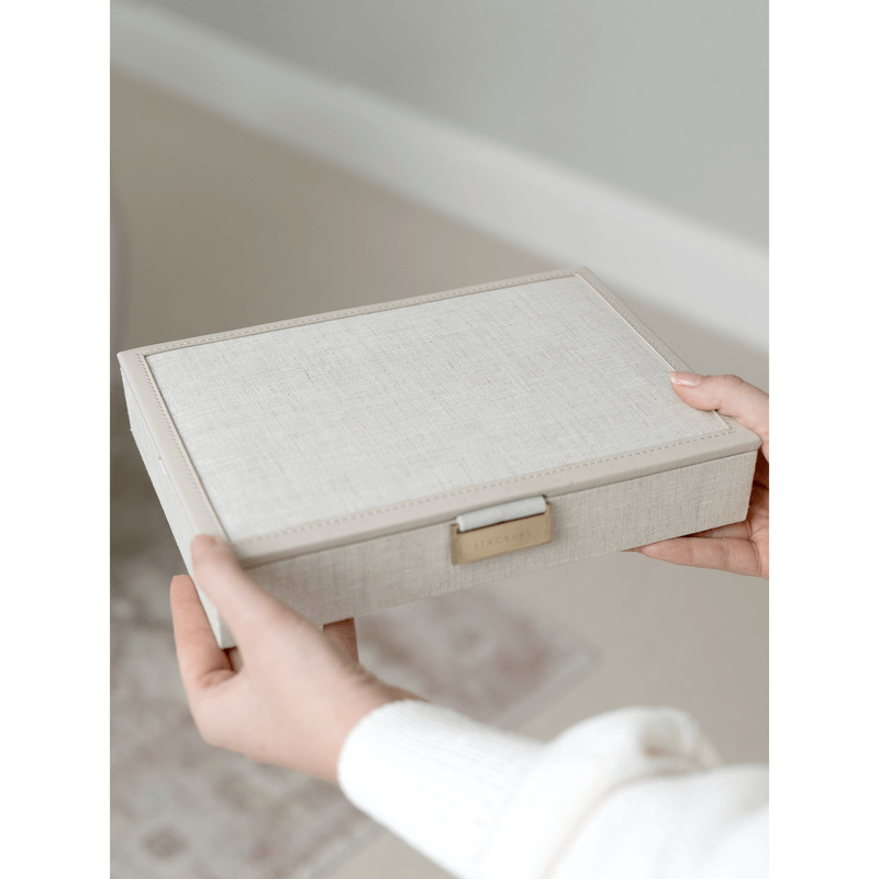 Stackers Classic Lidded Layer Oatmeal Linen - WARDROBE - Jewellery Storage - Soko and Co